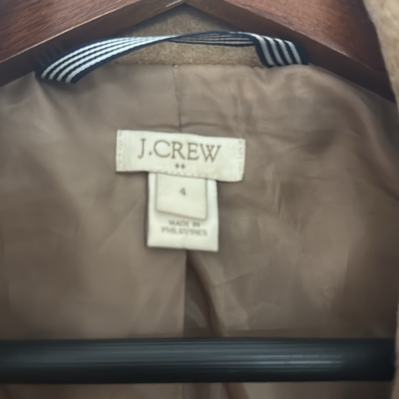 JCrew Beige/Tan Pea coat Size 4 with zipper - Picture 3 of 4